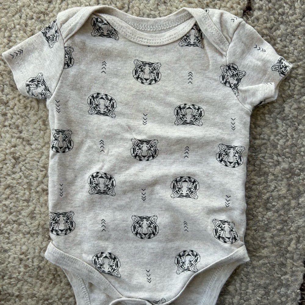 Gray Tiger Print Kids One Piece